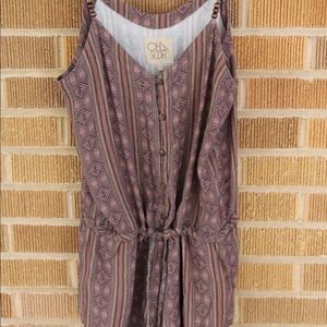 Chaser Button up Romper- brown/pink tribal print